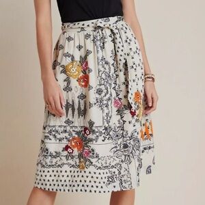 Anthropologie Vineet Bahl Embroidered Skirt Petite XS
